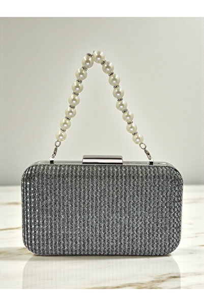 Wedding Fashion Anthracite Gray Platinum Color Glitter Wire Wrapping Women's Evening Dress Bag Wedding Engagement Graduation