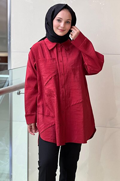 Ceremony Front Buttoned Long Shirt with Pocket Detail