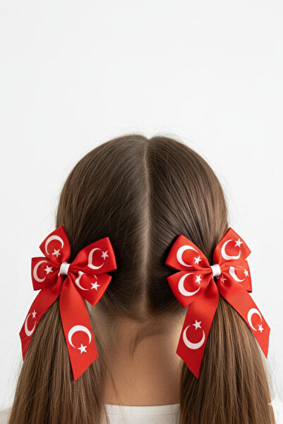 Jaida Moda Щипка за коса с панделка с форма на звезда и полумесец – 29 октомври, Ден на републиката, 1 брой