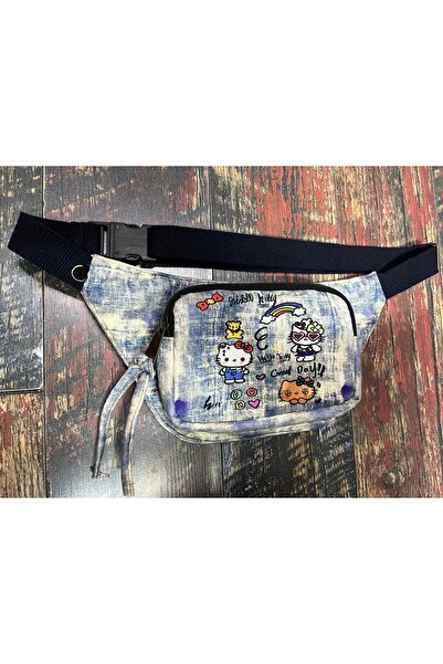 Street Bag Ethnic Authentic Cat Kitty Patterned Daily Travel Waist Bag Multi-Pocket Water Resistant Waterproof