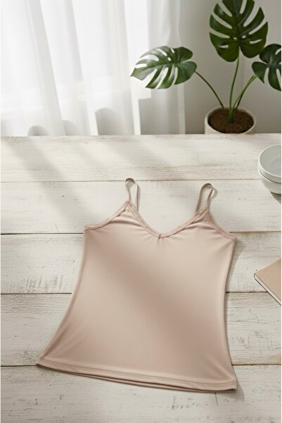 GİYSEM UNDERWEAR KADIN DANTELİ V YAKA ASKILI PENYE ATLET