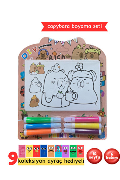 Pembe Yayınevi Capybara Boyama Seti - Çocuklar İçin Boyama Kartları