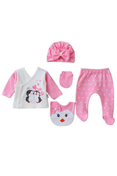 Dumledo Penguin Pink Hospital Release Newborn 5-Piece Baby Girl Set