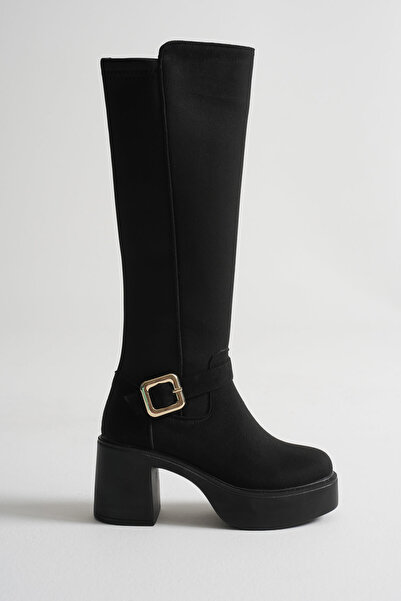 Zerenyus Woly Premium Women's Daily Black Suede Buckle Boots