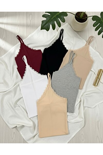 GİYSEM UNDERWEAR KADIN DANTELİ V YAKA ASKILI PENYE ATLET