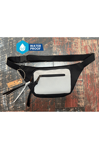 Street Bag Solid Color Waterproof Canvas Waist Bag Daily Travel Use