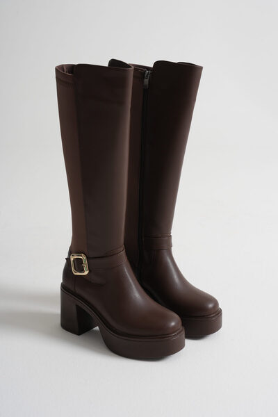 Zerenyus Woly Premium Women's Daily Acı Brown Buckle Boots
