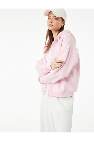 Koton Oversize mikina s kapucí a detaily kapsy na zip na zadní straně