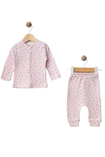 Dumledo Pink Patterned 2-Piece Baby Pajama Set (Top & Bottom)