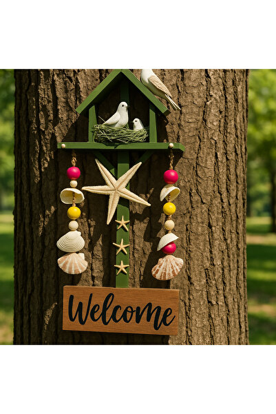 Marrone Bird's Nest Seashell Bohemian Authentic Tree Ornament Cottage Door Rustic Ornament