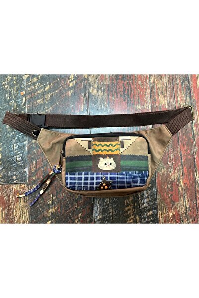 Street Bag Ethnic Authentic Cat Pattern Casual Travel Waist Bag Multi-Pocket Water Resistant Waterproof