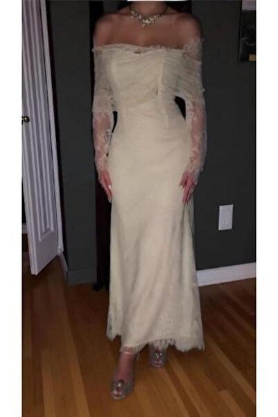 FAYD AL-JAWRI Soft long lace dress with sequins and lining