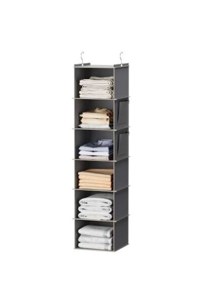 Youvheng Vertical Shelf Hanger, 6 Shelves, 2 Side Compartments 30x30x124cm, Urban