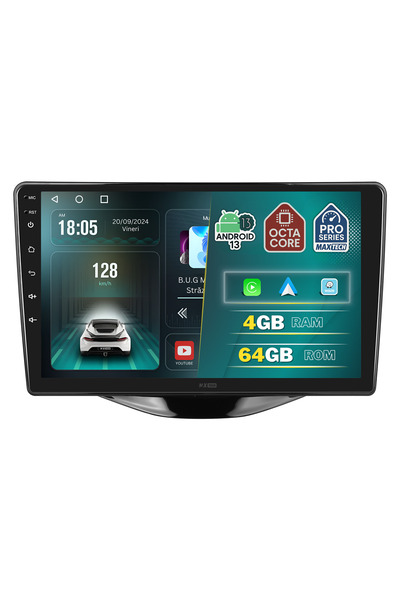 MaxTech Navigatie Toyota Aygo/Peugeot 108/Citroen C1 (2014-2022) dedicata, 4 GB Ram 64 GB Rom OctaCore