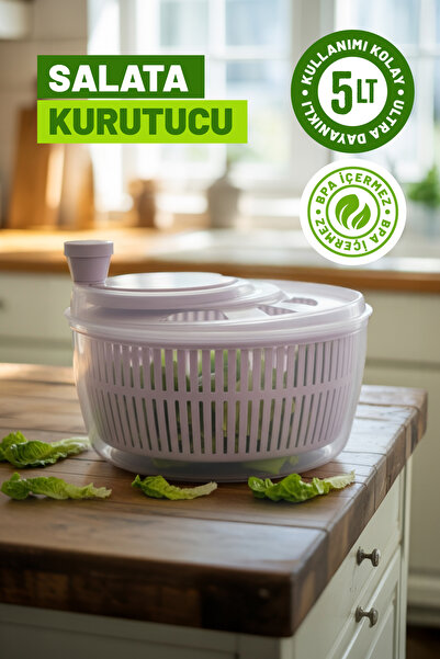Genel Markalar Salata ve Sebze Kurutucu, Pratik Kullanım - 5 Lt Büyük Boy, Dü...