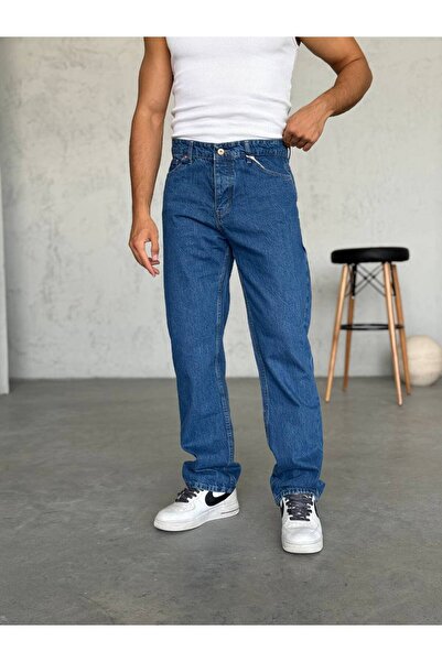 Gambocci Men's Baggy Wide Fit Long Wide High Waist Jeans