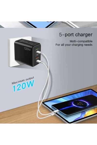 Generic 120W Super Fast Charging Adapter for Mobile Phone and tablets Charger Travel Power Adapter Black