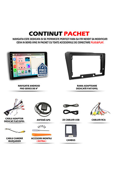 MaxTech Navigatie Opel Combo 2011-2018/Fiat Doblo 2010-2015 dedicata, 4 GB Ram 64 GB Rom OctaCore, Carplay