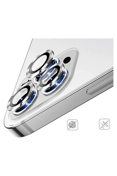 TEKNOPARKTA iPhone 14 Pro Camera Protective Lens Eyepiece Set of 3 with Metal Frame Silver Gray Silver