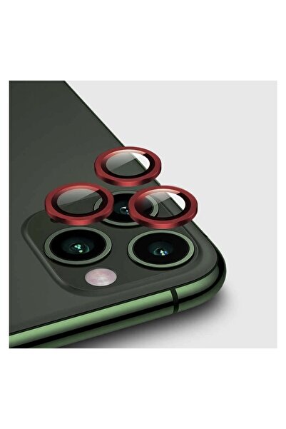TEKNOPARKTA Apple iPhone 12 Pro Camera Protective Lens Eyepiece Set of 3 with Metal Frame Red Red