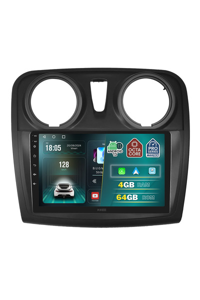 MaxTech Navigatie Dacia Logan, Sandero, Stepway 2012-2020 dedicata, 4 GB Ram 64 GB Rom OctaCore, Carplay