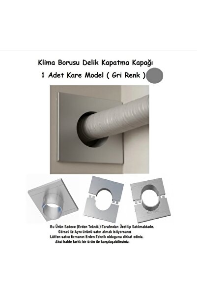 ERDEN Klima Borusu Delik Kapatma Kapagı Kare Model Plastik 1 Adet Gri Renk