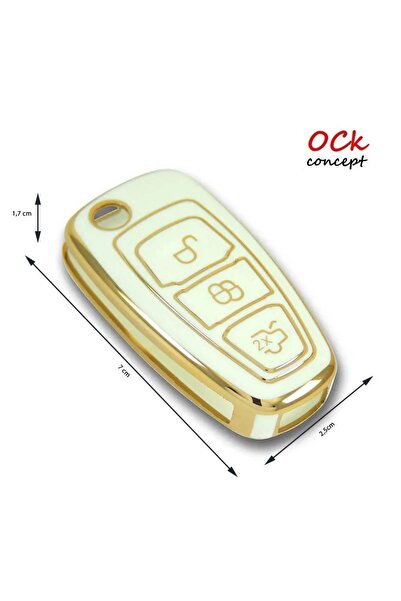 ock concept حافظة مفاتيح أوتوماتيكية لسيارة فورد فوكس مونديو 2010+ باللون الأبيض