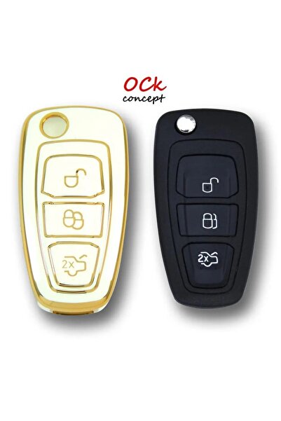 ock concept حافظة مفاتيح أوتوماتيكية لسيارة فورد فوكس مونديو 2010+ باللون الأبيض
