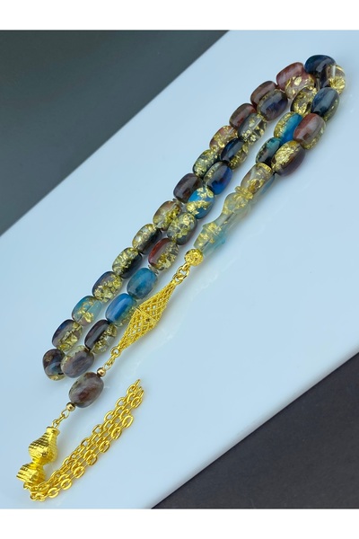 Tesbih Store Altın Varaklı Uçak Camı Tesbih Kapsül Kesim