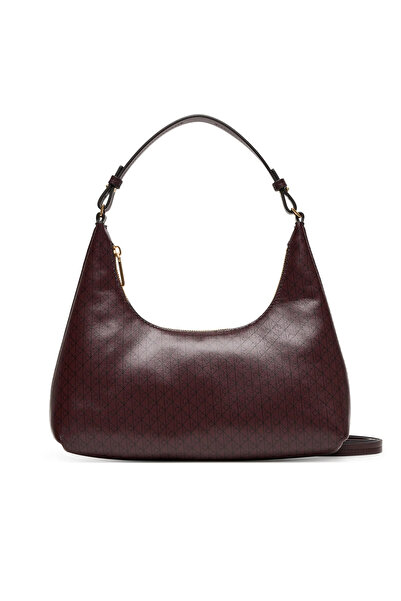 Calvin Klein Kadın CK Monogram Logolu Fermuarlı Çıkarılabilir Omuz Askılı Kırmızı Omuz Çantası LV04F3298G-2XD