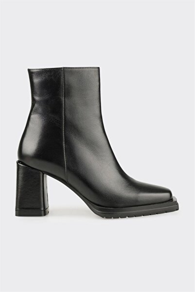 Elle Shoes Siyah Deri Kadın Klasik Bot