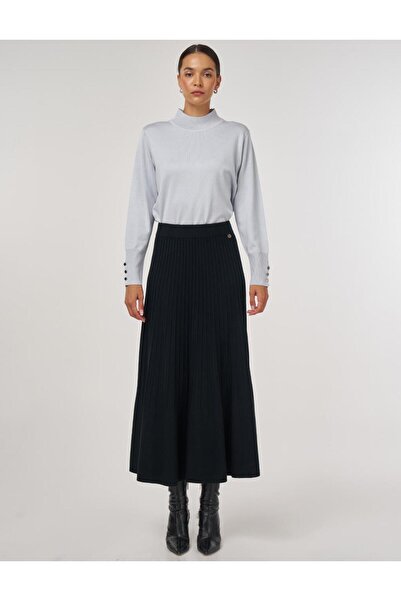 Kayra High Waist Knitwear Skirt Black