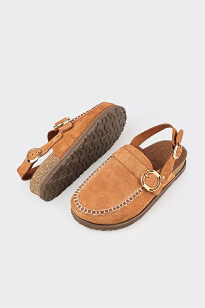 Elle Shoes Taba Deri Kadın Terlik