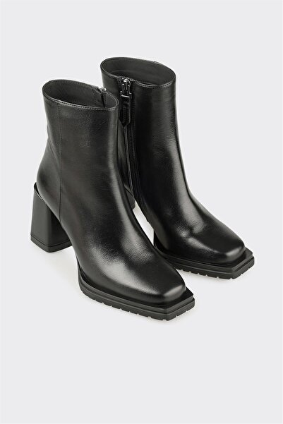 Elle Shoes Siyah Deri Kadın Klasik Bot