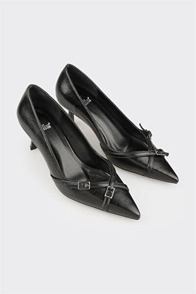 Elle Shoes Siyah Kadın Orta Topuk Ayakkabı