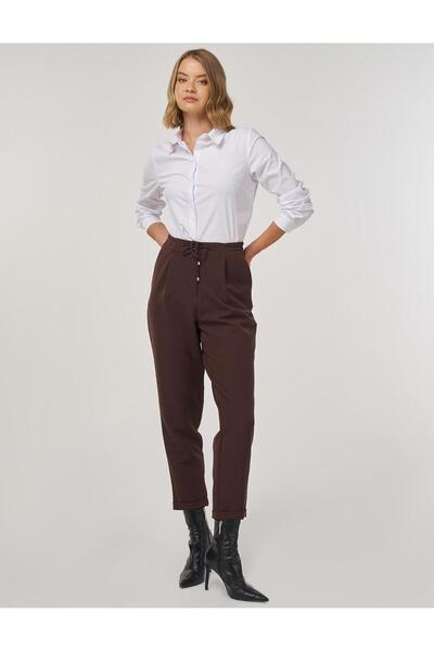 Kayra Double Pleated Trousers Dark Brown