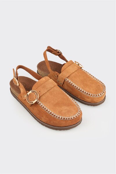 Elle Shoes Taba Deri Kadın Terlik