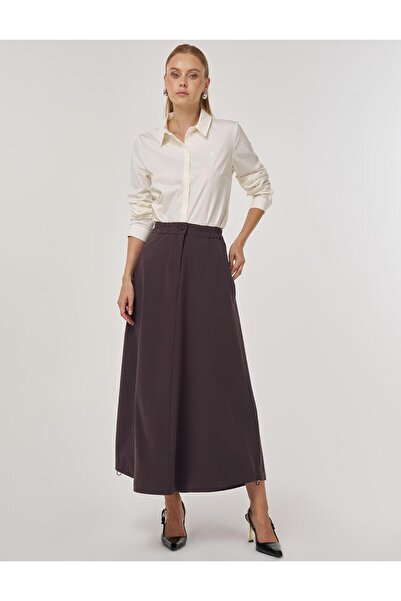 Kayra High Waist Bell Skirt Dark Brown