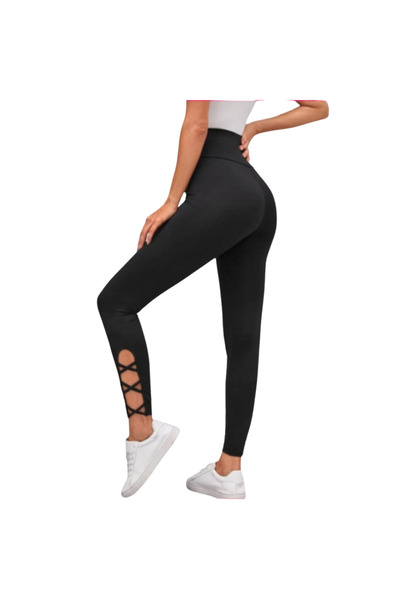 Fstyle High-waisted leggings with a geometric pattern at the bottom