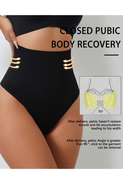 NADIA High Waist Shapewear Panties, Thong Model, Premium Material, Black Color, Size XL