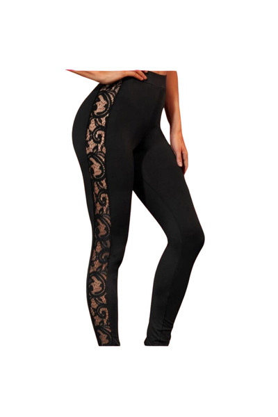 Fstyle Mesh Lace Insert Leggings Fashion Leggings High Waist Leggings