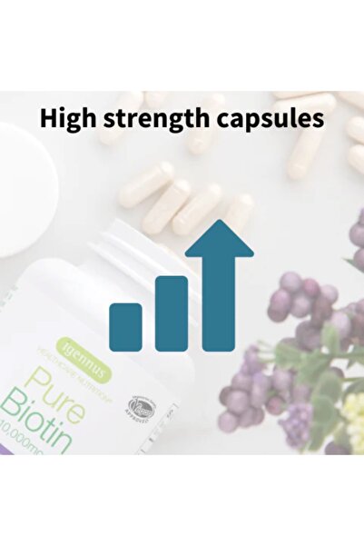 Igennus Healthcare Nutrition Pure Biotin 10,000mcg, High Strength, Hair, Nails & Skin, Energy & Metabolism, 180 Capsules