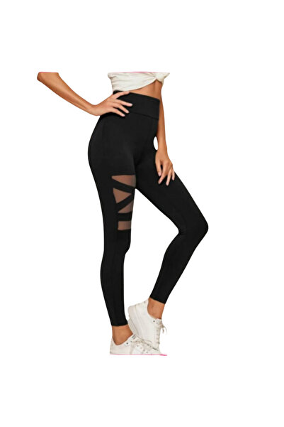 Fstyle Wide waistband leggings with mesh design