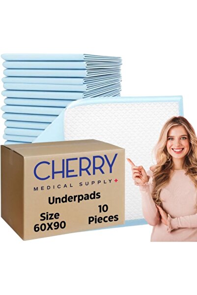 Cherry Medical Supply فوط صحية للاستخدام مرة واحدة 60 سم × 90 سم (10 قطع) فوط سلس البول، أغطية السرير