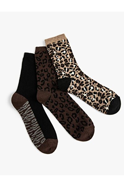 Koton Kadın Leopar Desenli 3'lü Soket Çorap Seti (AW 25)