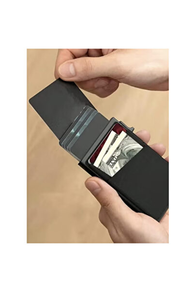 Fstyle Solid color card wallet, aluminum card holder, business card holder, ultra-thin and lightweight, cash wallet