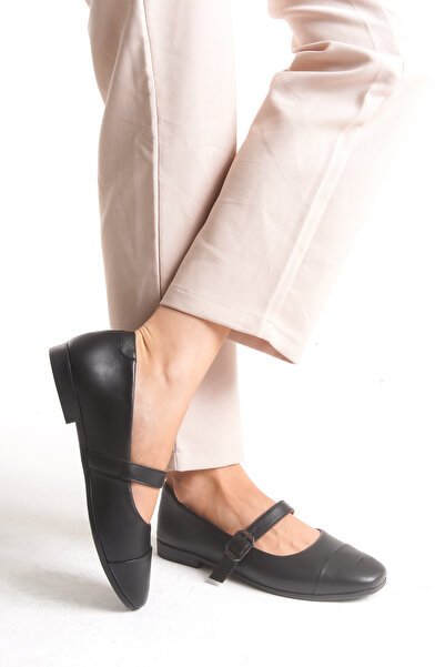 Corridor Italy KADIN GÜNLÜK BABET SİMLİ SİYAH MARY JANE HAKİKİ DERİ