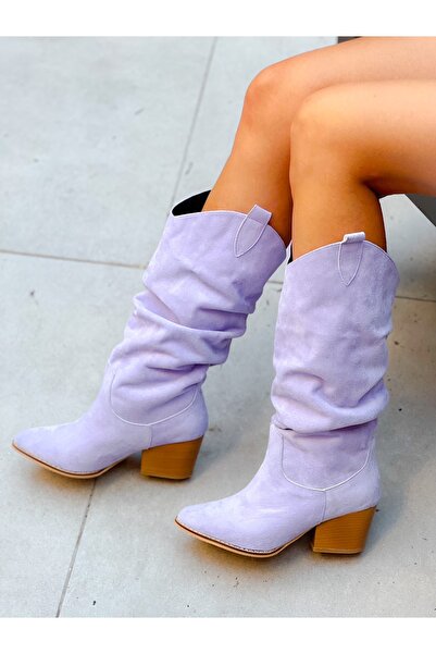 BERFONA TERRY LİLA DANA SUET 6 CM КАБЛУК ДАЛЛАС БОТИЛЬОНИ З БУФАНОМ