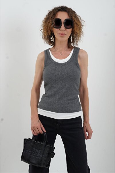 Zelish My Sister Anthracite Double Layer Tank Top on the Front