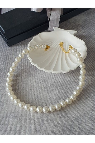 by Natalie Artificial Pearl Necklace Choker 10mm Pearl Size Great for Daily Wear